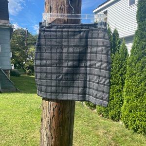 stretchy grey plaid mini skirt